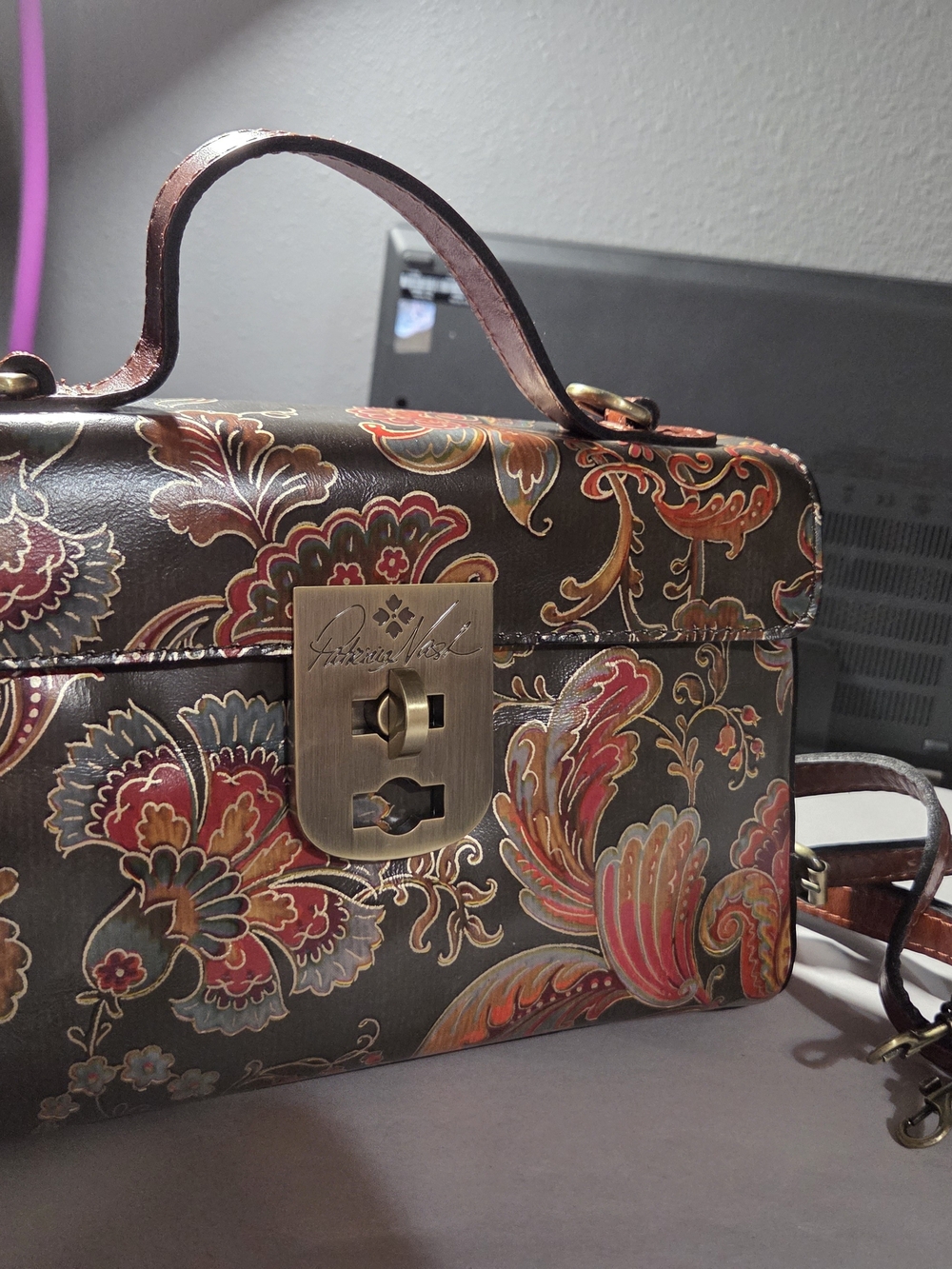 Patricia Nash Multicolor Floral Leather Top-Handle Bag